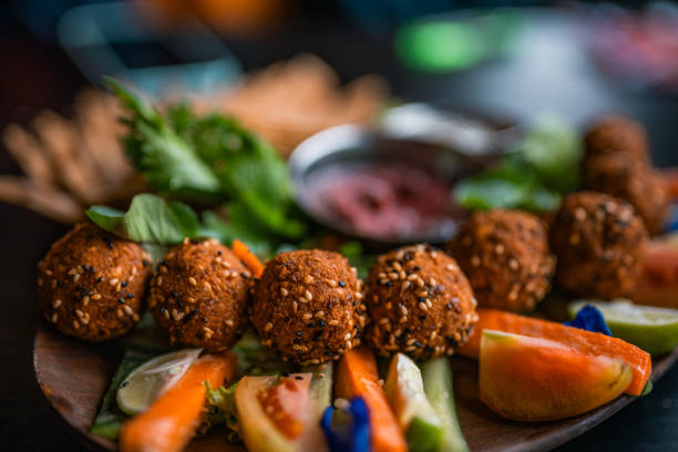 Lebanese bread, falafels, tahini cream