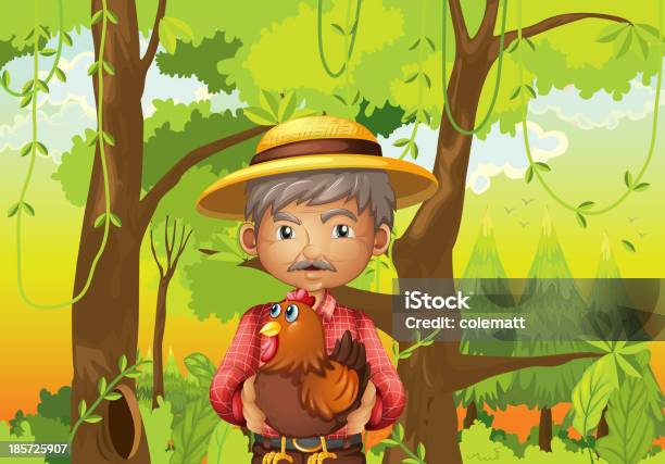 Old Man In The Forest With His Pet Stock Illustration - Download Image Now  - Adult, Animal, Beard - iStock