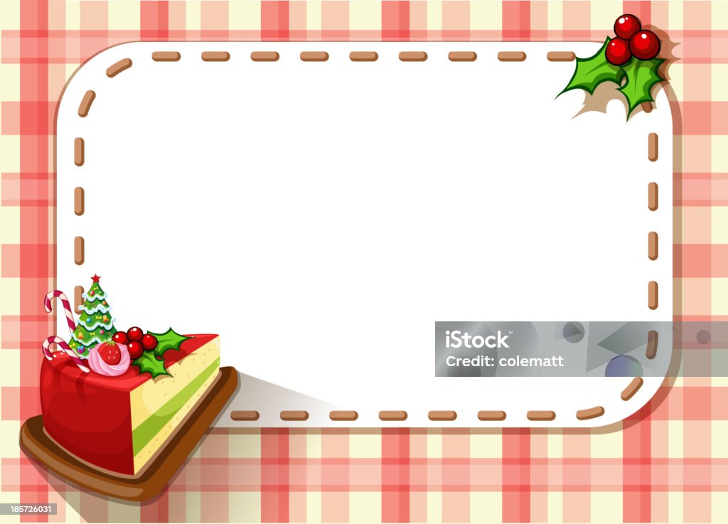 Carte vide avec une tranche de gâteau et poinsettia plant - clipart vectoriel de Aliment en portion libre de droits
