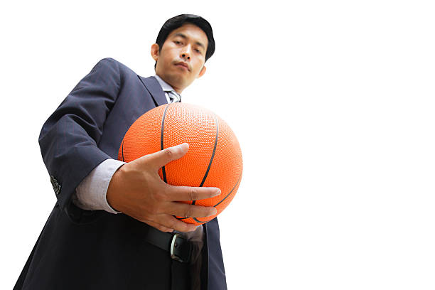 istock Business man with basketball 185726141