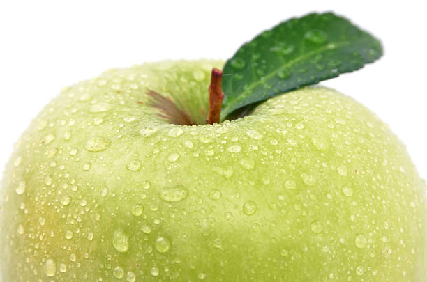 istock Green apple isolated on white background 185727606