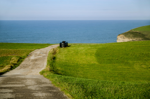Golf course on a sea coast. Horizontal shot