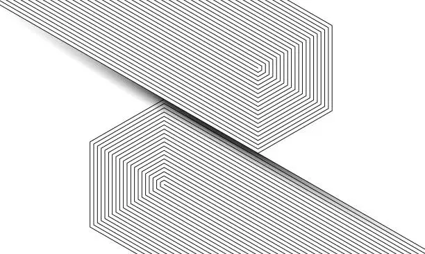 Vector illustration of Abstract art lines background. Black lines over white background. Z generation concept.