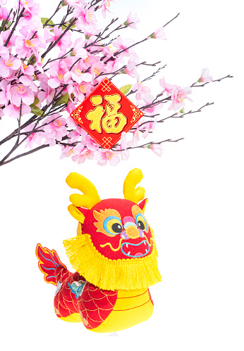 Tradition Chinese cloth doll dragon,2024 is year of the dragon,Chinese wording meanings:dragon,Wishing you prosperity and wealth.
