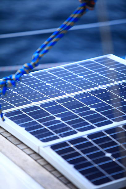 istock solar panels in sailboat. Renewable eco energy 185730624