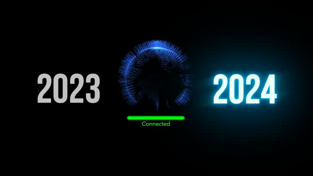 2024 year futuristic new neon symbol