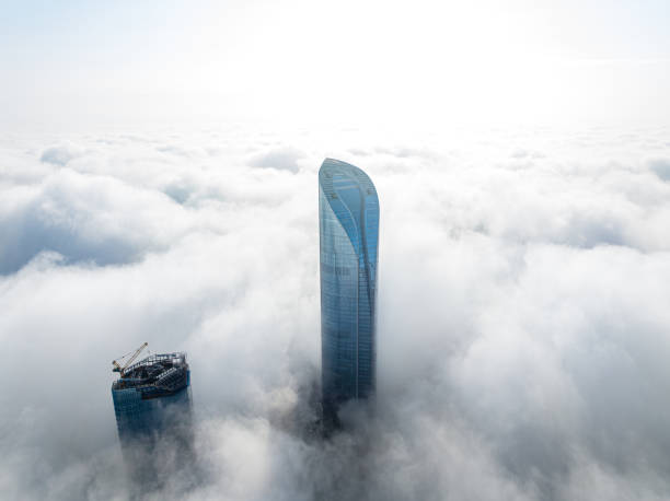 istock Skyscrapers on advection fog 1857326850