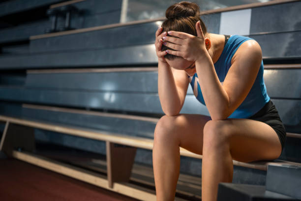 istock Gymnast breathing to calm down after her practice 1857353525