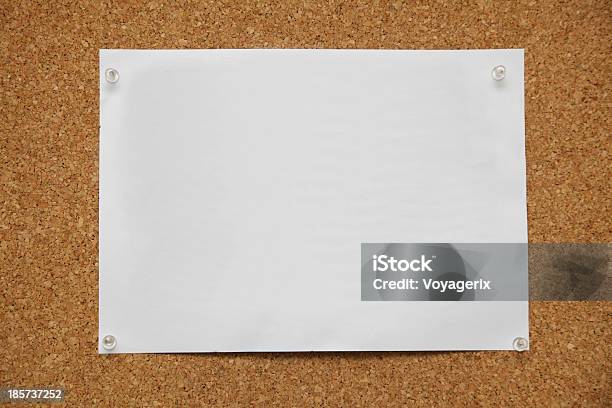 Note Paper Pined On Cork Board Background Stock Photo - Download Image Now - Paper, Blank, Empty