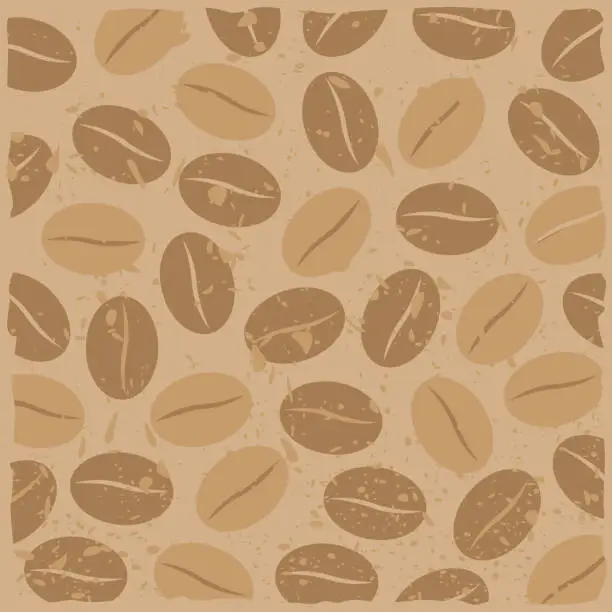 Vector illustration of Coffee beans grunge background texture