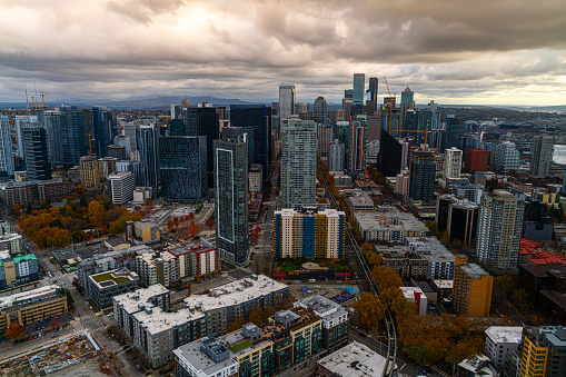 Seattle Washington, down town aerial panoramic