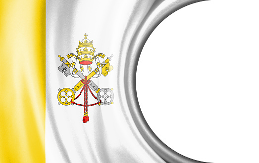 Abstract illustration, Vatican City flag with a semi-circular area White background for text or images.
