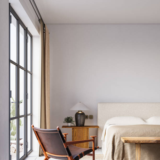 istock Wabi Sabi Interior Bedroom Wallpaper Mockup 1857419426