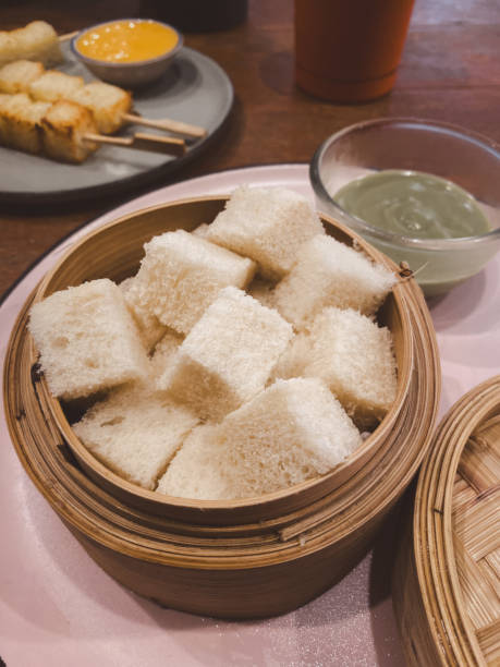 istock Bread and pandan custard. Take a photo by smartphone 1857419940