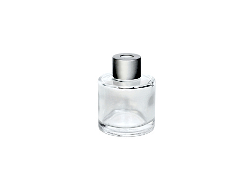 Masculine perfume on white background. Minimalist composition.