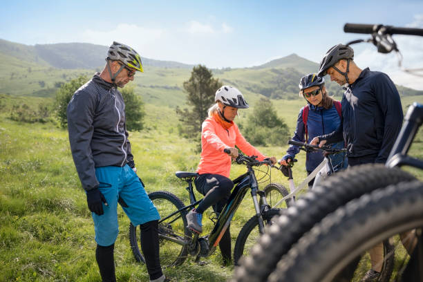 istock Mature couples with electric bicycles 1857446814