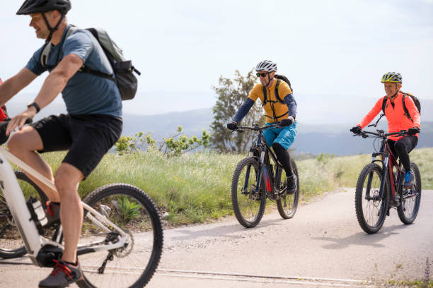 istock Men and woman riding electric bicycles 1857446817