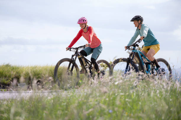 Women riding electric bicycles
