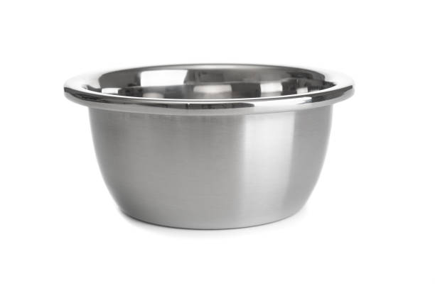istock Empty aluminium salad bowl isolated on white background 1857468488