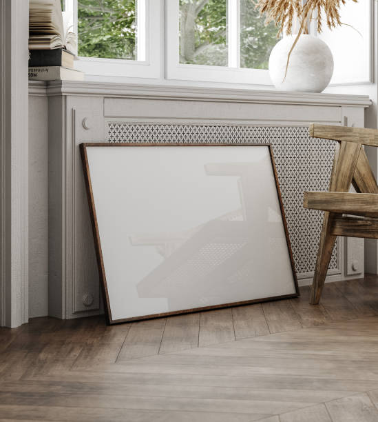istock Mockup poster frame close up near window 1857472777