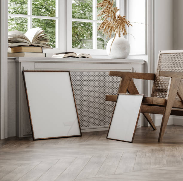 istock Mockup poster frame close up near window 1857472796