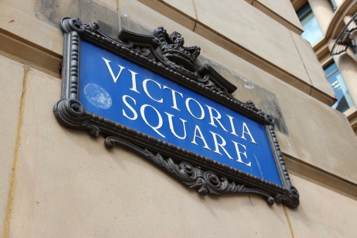 Birmingham - Victoria Square sign. West Midlands, England.