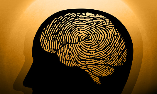 Brain Fingerprinting concept background. (Used clipping mask)