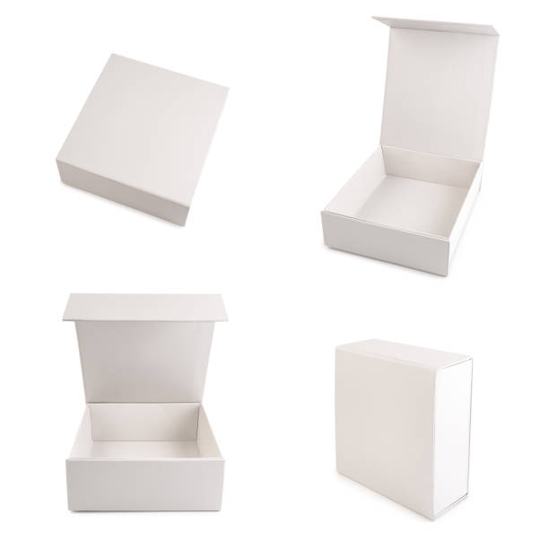 istock Set of  Square Packaging Boxes With Opened And Closed Lid, Isolated on White Background 1857509939
