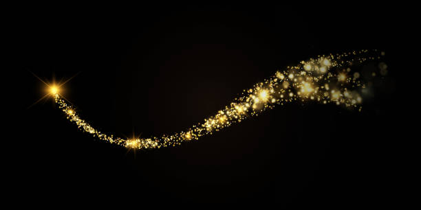 istock Gold dust glittering with sparkling particles. A beautiful shining star with a dusty tail. Festive background. Vector illustration 1857545891