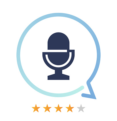 Podcast rating and comment vector icon.