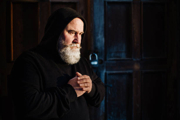 Desperate mature man praying to God
