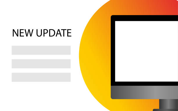 istock New update sign. Flat, color, monitor screen mockup, new update sign, template for text. Vector illustration 1857577586