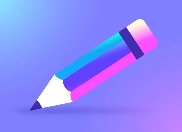 Vector illustration of 3D Pencil Creativity Writing Background