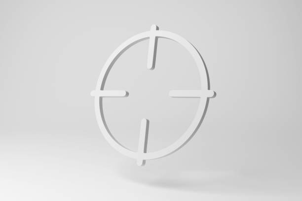 istock White reticle floating in mid air on white background in monochrome and minimalism. Illustration of the concept of focuses and targets 1857613457