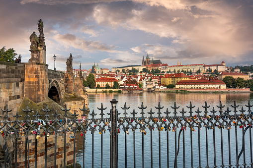 Prague - Charles bridge over the Vltava River in Czech Republic Czechia Europe