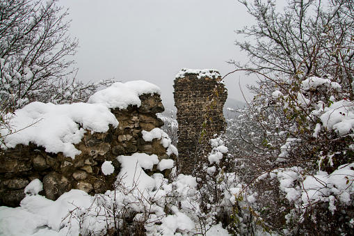 Ruins of the Castle oif Hasznos in winter