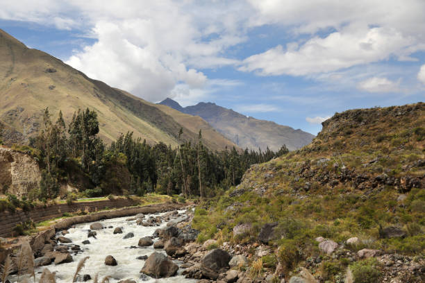 A country road in the Andes Mountains near the city of Huaraz, Peru, South America.