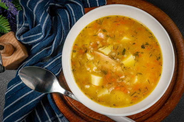 istock Barley soup with vegetables and chicken. 1857705786