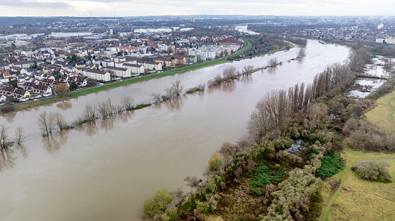 Flood - River Main, Germany - aerial view