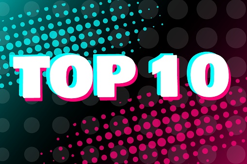 The words TOP 10 concept are written in the style of popular social media. EPS10