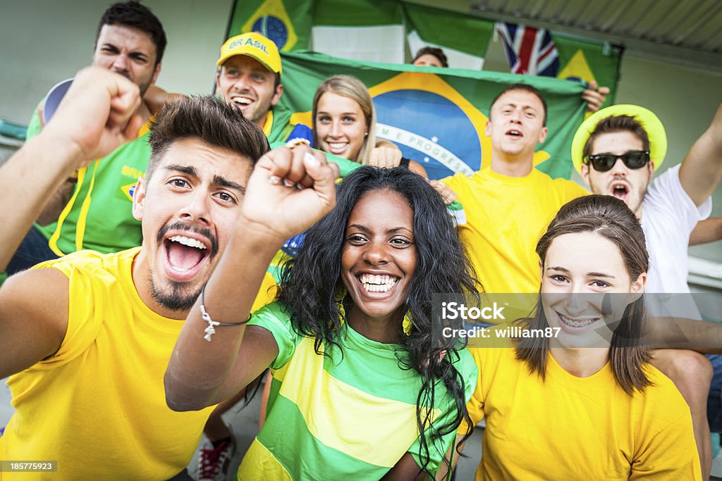 Partisans du Brésil au stade - Photo de Fan libre de droits