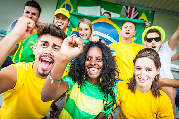Brazilian Supporters at Stadium stock photo