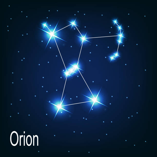 constellation "orion" star in the night sky. vector illustra - orion bulutsusu stock illustrations