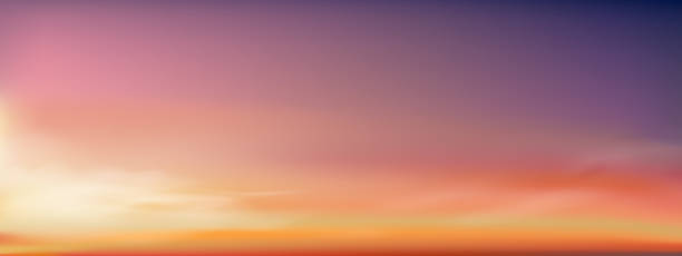 kuvapankkikuvitukset aiheesta auringonlaskun taivas tausta,auringonnousupilvi oranssi,keltainen,vaaleanpunainen taivas aamulla kesä,vektori aurinkoinen syksy,luontomaisemakenttä illalla. talvinen auringonvalo, piirroskuva horizon kevätaurinko meren rannalla - auringonnousu