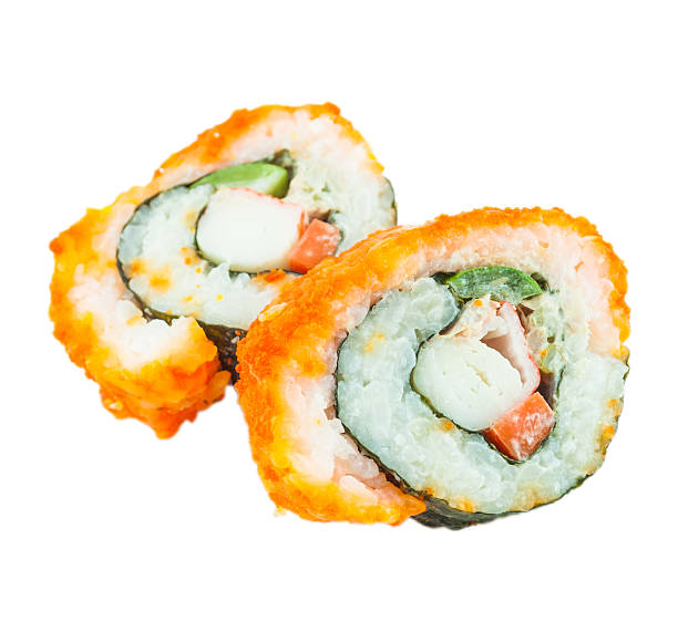 istock Sushi. California roll closeup isolated on white background 185777841