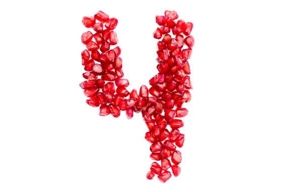 istock Four or 4 Number Written with Pomegranate Seeds Isolated on White Background 1857792750