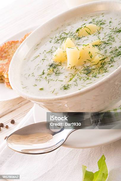 Dill Soup Stock Photo - Download Image Now - Appetizer, Blue, Bread