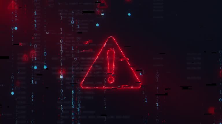 Hacking attack in Progress, Computer Alert Message, System Breach