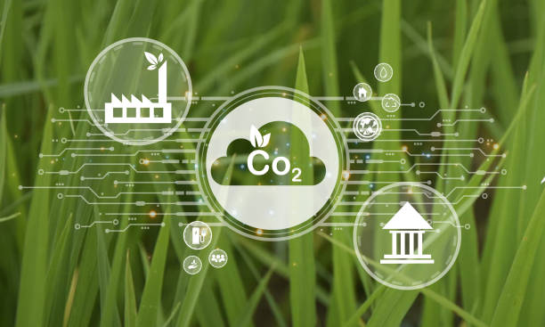 istock Reduce CO2 emission concept. Clean and friendly environment without carbon dioxide emissions.CO2 reducing icon inside magnifier glass for carbon credit to limit global warming from climate change 1857822409
