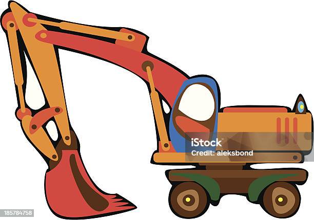 Ilustración de Dibujos Animados Vector Naranja Excavator Aislado Sobre Fondo Blanco y más Vectores Libres de Derechos de Blanco - Color